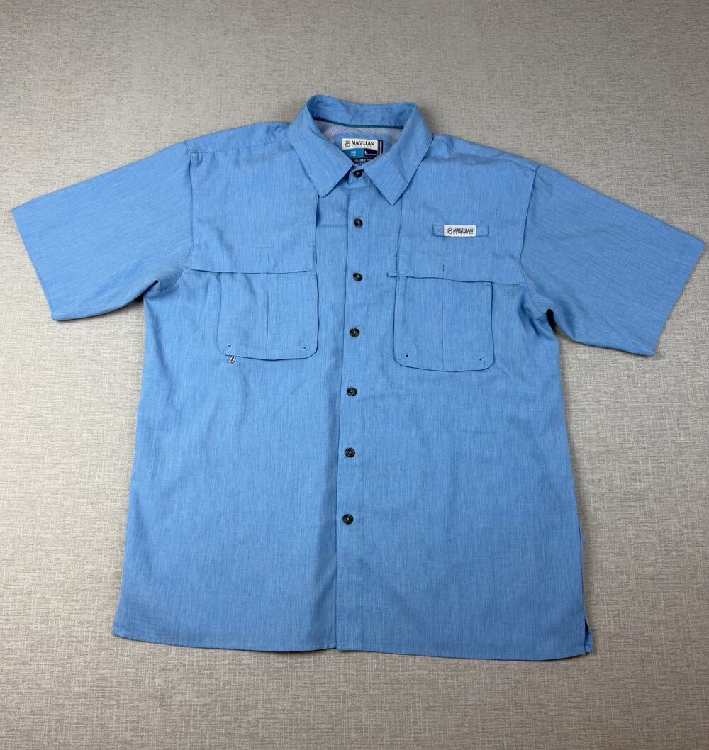 Magellan Men’s Vented Fishing Shirt Steel Blue Sz L